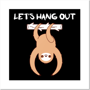 sloth hanging from tree funny illustration art Posters and Art